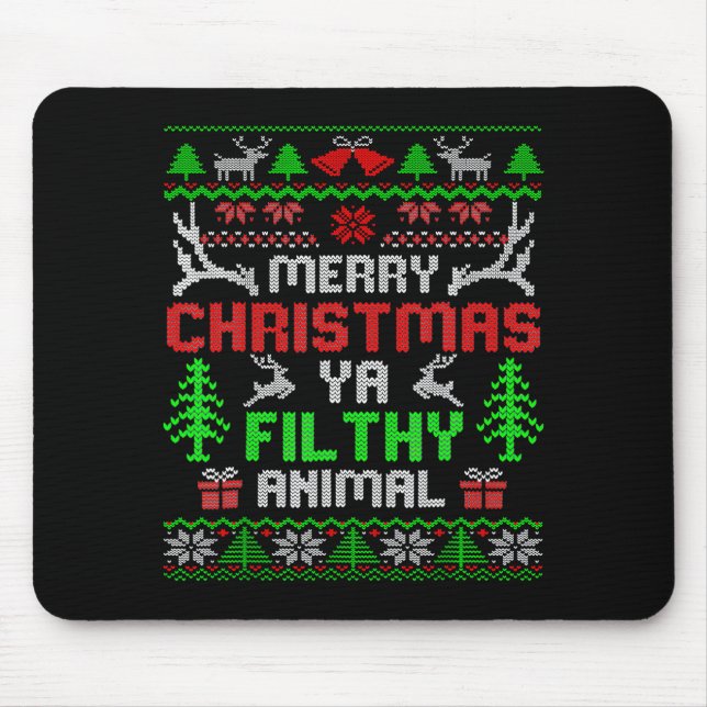 Merry Christmas Animal Filthy Ya Xmas Pajama  Mouse Pad (Front)