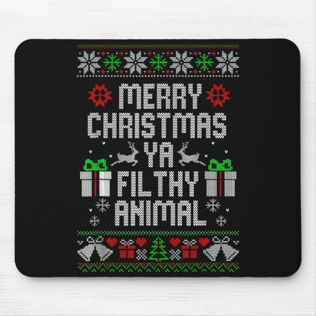 Merry Christmas Animal Filthy Ya Xmas Pajama  Mouse Pad (Front)