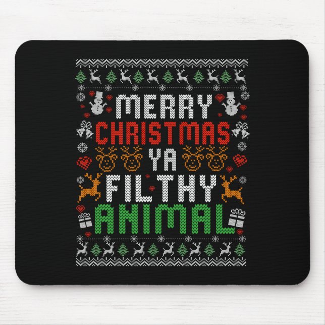 Merry Christmas Animal Filthy Ya Xmas Pajama Shirt Mouse Pad (Front)