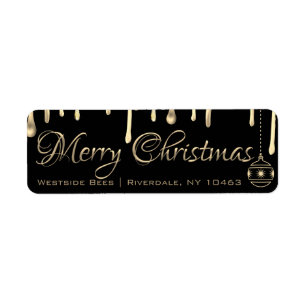 Merry Christmas Apiary Label gold dripping honey Return Address Label