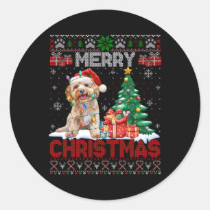 Merry Christmas Apoo Dog Lovers Family Ugly Xmas S Classic Round Sticker