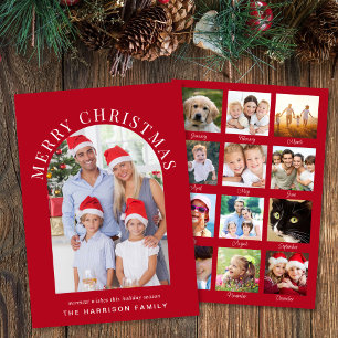 Merry Christmas Arch Photo Year In Review Red Holiday Card