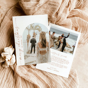 Merry Christmas Arched Photo Holiday Card Boho