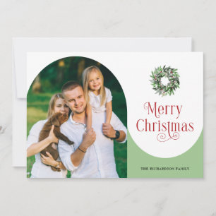 Merry Christmas Arched Photo Message Holiday Card