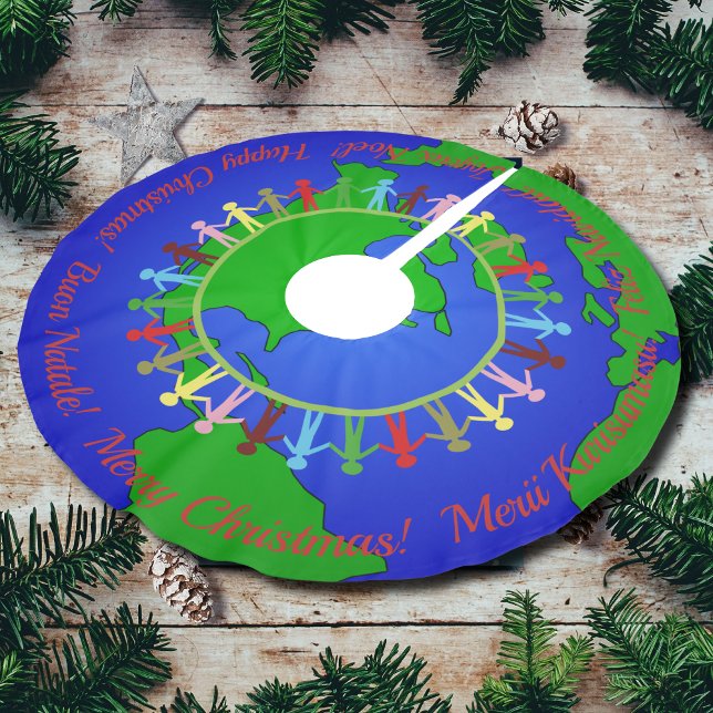 Merry Christmas Around The World Brushed Polyester Tree Skirt (Creator Uploaded)