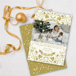 Merry Christmas Art Nouveau Floral Flourish Photo Holiday Card<br><div class="desc">Merry Christmas Banner,  Gold Art Nouveau Decorative Floral Flourishes on Ivory Cream Background,  Christmas / Holiday Photo Card.

Designed by fat*fa*tin. Easy to customise with your own text,  photo or image. For custom requests,  please contact fat*fa*tin directly. Custom charges apply.

www.zazzle.com/fat_fa_tin
www.zazzle.com/color_therapy
www.zazzle.com/fatfatin_blue_knot
www.zazzle.com/fatfatin_red_knot
www.zazzle.com/fatfatin_mini_me
www.zazzle.com/fatfatin_box
www.zazzle.com/fatfatin_design
www.zazzle.com/fatfatin_ink</div>