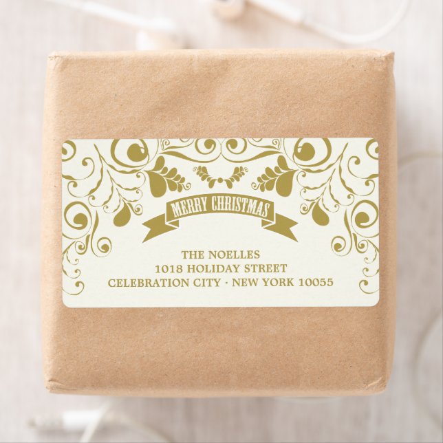 Merry Christmas Art Nouveau Floral Holiday Address (Insitu)