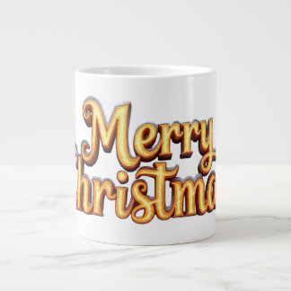 Merry Christmas as Golden Large Coffee Mug