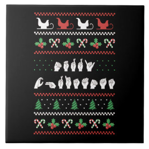Merry Christmas - ASL American Sign Language I Ceramic Tile