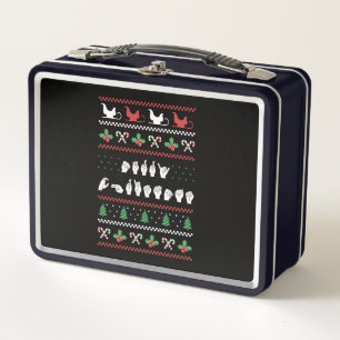 Merry Christmas - ASL American Sign Language I Metal Lunch Box
