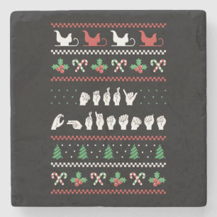 Merry Christmas - ASL American Sign Language I Stone Coaster