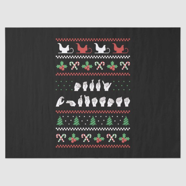 Merry Christmas - ASL American Sign Language I Tissue Paper (Front)