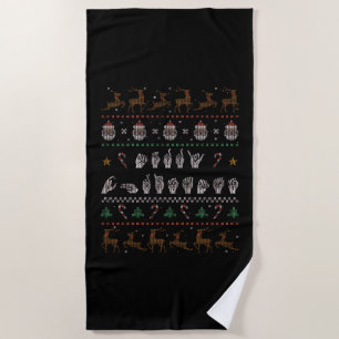 Merry Christmas - ASL American Sign Language II Beach Towel
