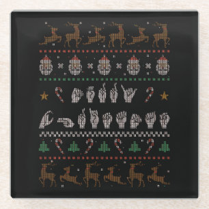 Merry Christmas - ASL American Sign Language II Glass Coaster