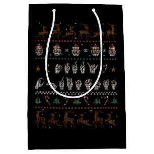 Merry Christmas - ASL American Sign Language II Medium Gift Bag