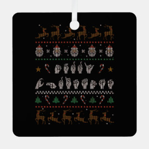 Merry Christmas - ASL American Sign Language II Metal Tree Decoration