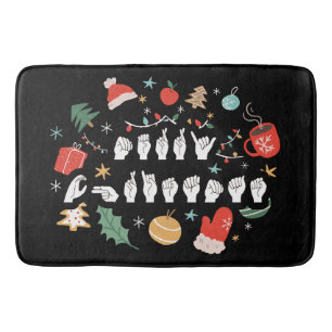 Merry Christmas - ASL American Sign Language III Bath Mat