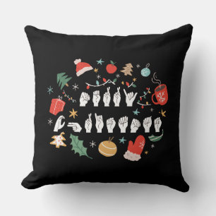 Merry Christmas - ASL American Sign Language III Cushion