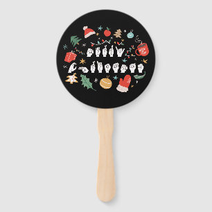 Merry Christmas - ASL American Sign Language III Hand Fan