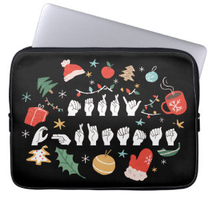 Merry Christmas - ASL American Sign Language III Laptop Sleeve