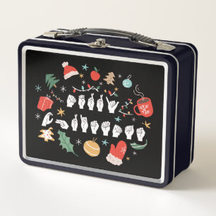 Merry Christmas - ASL American Sign Language III Metal Lunch Box