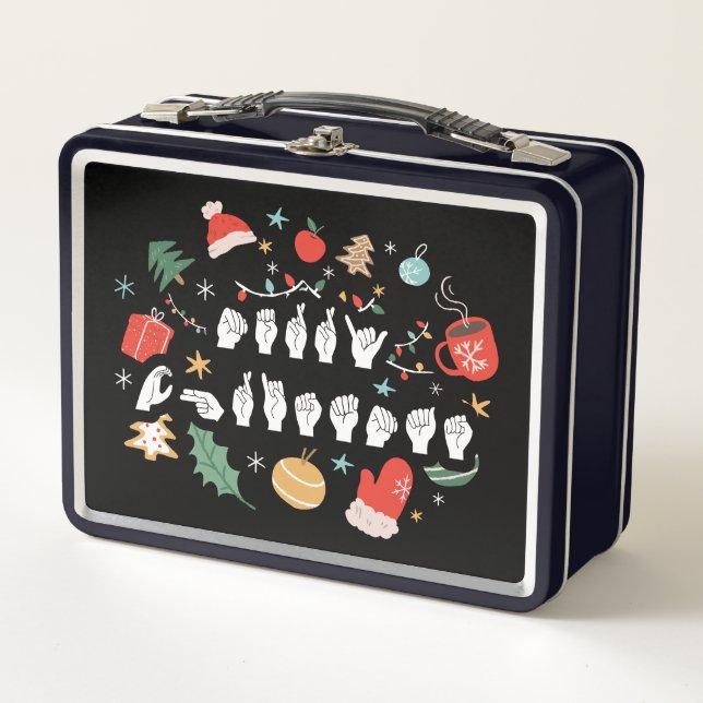 Merry Christmas - ASL American Sign Language III Metal Lunch Box (Front)
