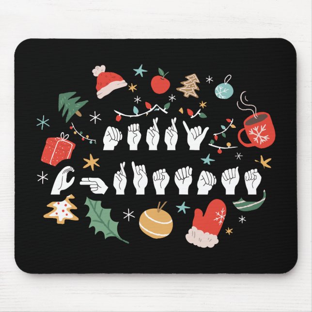 Merry Christmas - ASL American Sign Language III Mouse Pad (Front)