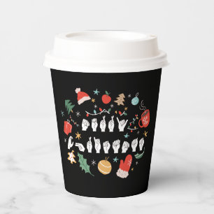 Merry Christmas - ASL American Sign Language III Paper Cups