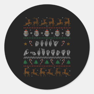 Merry Christmas Asl Sign Language Deaf Pride Sped  Classic Round Sticker