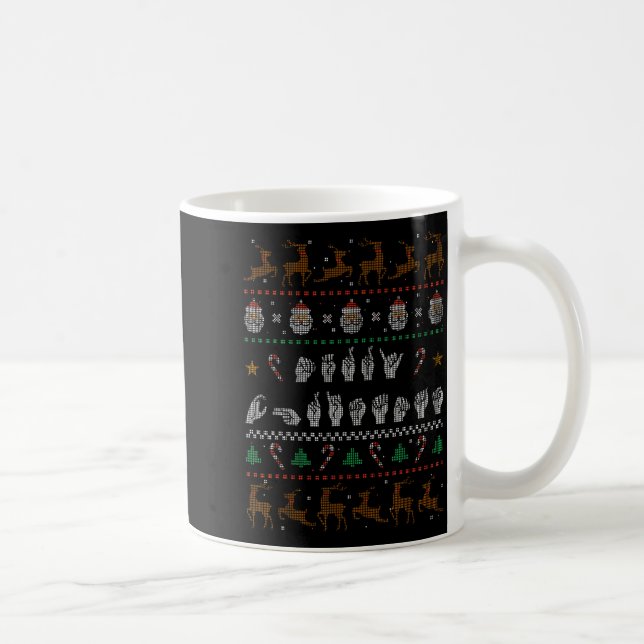 Merry Christmas Asl Sign Language Deaf Pride Sped  Coffee Mug (Right)