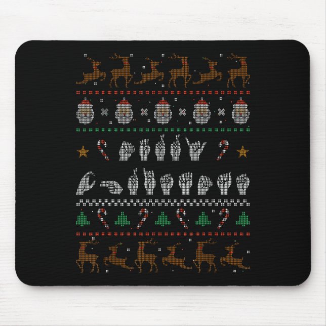 Merry Christmas Asl Sign Language Deaf Pride Sped  Mouse Pad (Front)