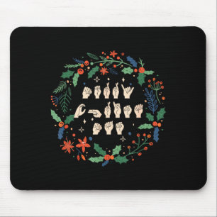 Merry Christmas Asl Sign Language Deaf Sped Women Mouse Pad