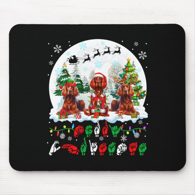 Merry Christmas Asl Sign Language Three Santa Iris Mouse Pad (Front)