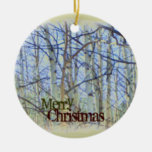 Merry Christmas aspen tree ornament