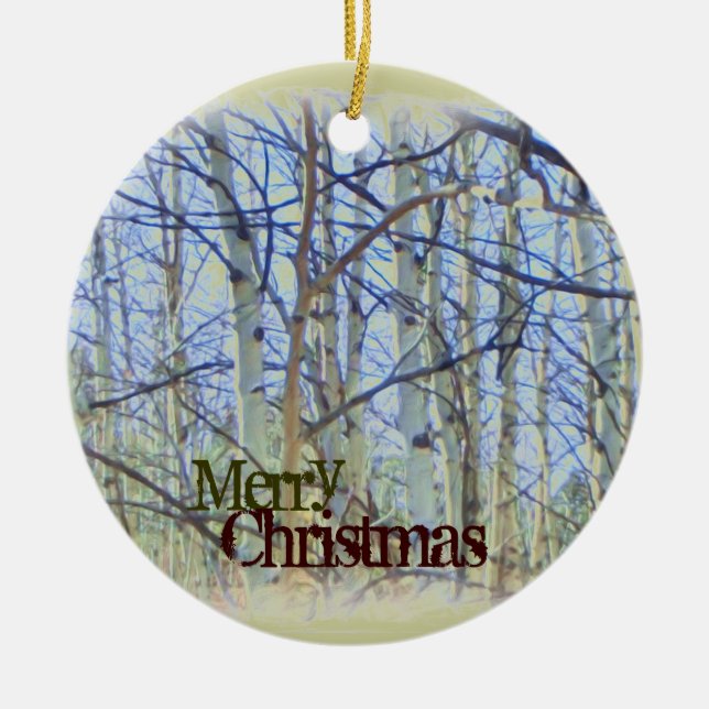 Merry Christmas aspen tree ornament (Front)