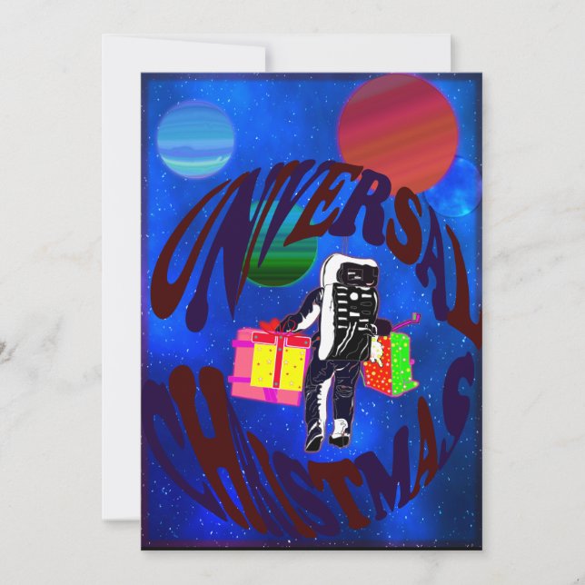 Merry Christmas Astronaut on Space Surface Card (Front)