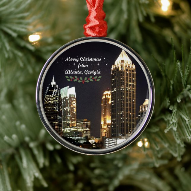 "Merry Christmas," Atlanta, Georgia, Metal Ornament (Tree)