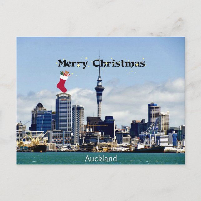 Merry Christmas! Auckland Skyline, Postcard (Front)