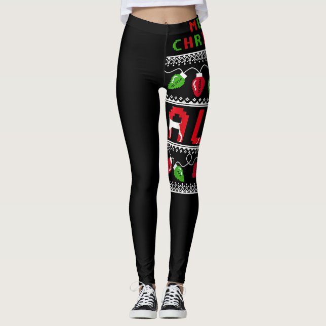 Merry Christmas Aunt Light Ugly Christmas Leggings (Front)