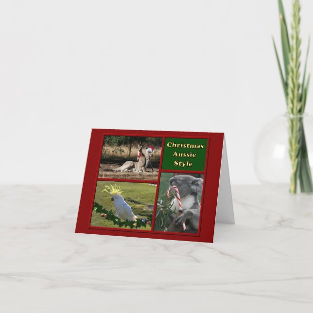 Merry Christmas Aussie Animals Holiday Card (Front)