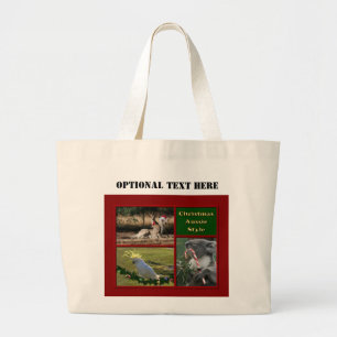 Merry Christmas Aussie Animals Large Tote Bag