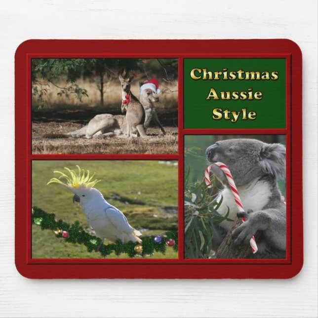 Merry Christmas Aussie Animals Mouse Pad (Front)