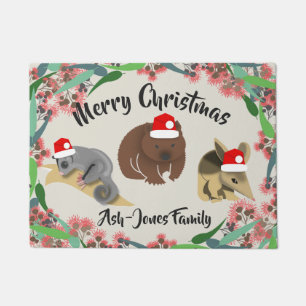 Merry Christmas Australian Baby Animals Doormat