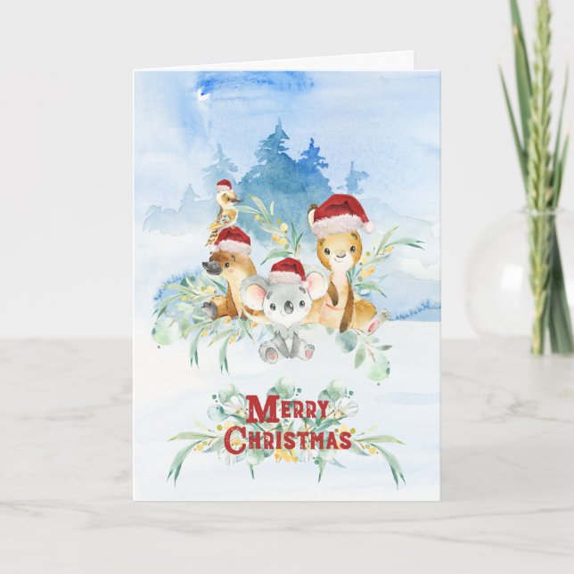 Merry Christmas Australian Bush Babies Christmas Holiday Card (Front)