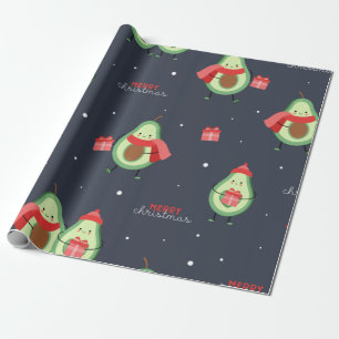 Merry Christmas Avocado Wrapping Paper