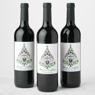 Merry Christmas - awesome Kashubian Christmas tree Wine Label