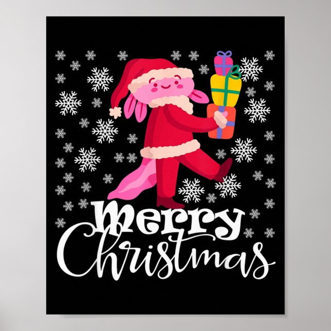 Merry Christmas Axolotl Funny Christmas Snowflakes Poster (Front)