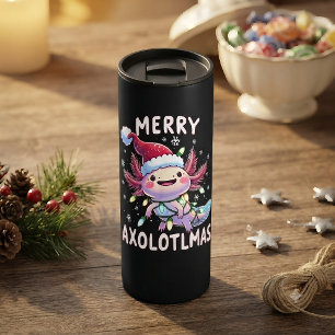 Merry Christmas Axolotl Lights Axolotlmas Tree Thermal Tumbler