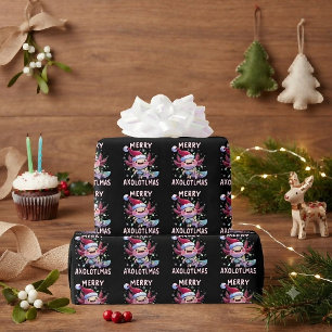 Merry Christmas Axolotl Lights Axolotlmas Tree Wrapping Paper