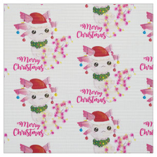 merry christmas axolotl santa fabric